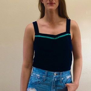 Vintage Blue Velvet Crop Tank Top